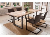 SalesFever® Baumkantentisch Essgruppe Stühle dunkelbraun 180 cm massiv NATUR 5tlg ALESSIA 13936 Miniaturansicht - 1