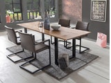 SalesFever® Baumkantentisch Essgruppe Stühle dunkelbraun 180 cm massiv COGNAC 5tlg ALESSIA 13946 Miniaturansicht - 9