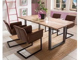 SalesFever® Baumkantentisch Stühle hellbraun Essgruppe 180 cm massiv NATUR 5tlg GAIA 13952 Miniaturansicht - 1