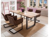 SalesFever® Baumkantentisch Stühle hellbraun Essgruppe 180 cm massiv NATUR 5tlg GAIA 13952 Miniaturansicht - 8