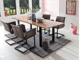 SalesFever® Baumkantentisch Essgruppe Stühle dunkelbraun 180 cm massiv COGNAC 5tlg GAIA 13955 Miniaturansicht - 8