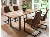 SalesFever® Baumkantentisch Stühle hellbraun 180 cm massiv NATUR 5tlg GIADA 13958 Miniaturansicht - 1