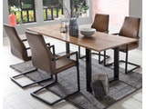 SalesFever® Baumkantentisch Stühle hellbraun 180 cm massiv COGNAC 5tlg GIADA 13960 Miniaturansicht - 1