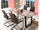 SalesFever® Baumkantentisch Stühle dunkelbraun 180 cm massiv NUSSBAUM 5tlg GIADA 13961 Miniaturansicht - 1