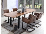 SalesFever® Baumkantentisch Stühle hellbraun Essgruppe 200 cm massiv COGNAC 5tlg GAIA 381991 Miniaturansicht - 1