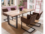 SalesFever® Baumkantentisch Stühle hellbraun Essgruppe 200 cm massiv NATUR 5tlg GAIA 382035 Miniaturansicht - 1