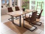 SalesFever® Baumkantentisch Stühle hellbraun 200 cm massiv NATUR 5tlg GIADA 382073 Miniaturansicht - 9
