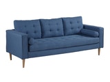 SalesFever® Sofa blau 3-Sitzer inkl. 2 Kissenrollen Leinen-Optik Amsterdam 380970 Miniaturansicht - 1