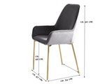 SalesFever® Polsterstuhl grau 2er Set Samtstoff mit Armlehnen Messing Stuhl LINNEA 381717 Miniaturansicht - 4