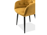 SalesFever® Polsterstuhl gelb Samt mit Armlehnen und Knopfheftung Fran 390009 Miniaturansicht - 7