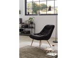 SalesFever® Loungesessel schwarz XXL-Sitzfläche Steppung Samt Metall Holzoptik CHICAGO 390634 Miniaturansicht - 1