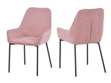 SalesFever® Polsterstuhl rose 2er Set Strukturstoff mit Armlehnen Metall schwarz Stuhl LINNEA 391952 Miniaturansicht - 2
