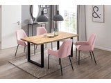 SalesFever® Polsterstuhl rose 2er Set Strukturstoff mit Armlehnen Metall schwarz Stuhl LINNEA 391952 Miniaturansicht - 5
