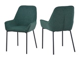SalesFever® Polsterstuhl tannengrün 2er Set Strukturstoff mit Armlehnen Metall schwarz Stuhl LINNEA 391976 Miniaturansicht - 2