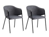 SalesFever® Esszimmerstuhl Grau 2er Set Strukturstoff mit Armlehnen Metall schwarz Stuhl CARO 393642 Miniaturansicht - 1