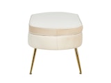 SalesFever® Sitzpouf Beige oval aus Samt, Beine Chrom goldfarben Arielle  395394 Miniaturansicht - 3