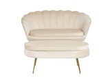 SalesFever® Sitzpouf Beige oval aus Samt, Beine Chrom goldfarben Arielle  395394 Miniaturansicht - 6