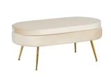 SalesFever® Sitzpouf Beige oval aus Samt, Beine Chrom goldfarben Arielle  395394 Miniaturansicht - 2