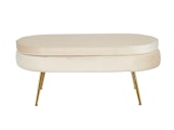 SalesFever® Sitzpouf Beige oval aus Samt, Beine Chrom goldfarben Arielle  395394 Miniaturansicht - 1