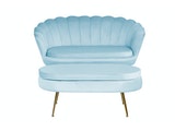 SalesFever® Sitzpouf Hellgrau oval aus Samt, Beine Chrom goldfarben Arielle 395448 Miniaturansicht - 6