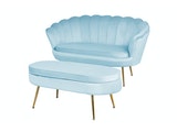 SalesFever® Sitzpouf Hellgrau oval aus Samt, Beine Chrom goldfarben Arielle 395448 Miniaturansicht - 5