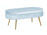 SalesFever® Sitzpouf Hellgrau oval aus Samt, Beine Chrom goldfarben Arielle 395448 Miniaturansicht - 2