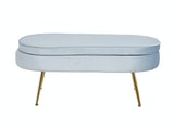 SalesFever® Sitzpouf Hellgrau oval aus Samt, Beine Chrom goldfarben Arielle 395448 Miniaturansicht - 1