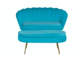 SalesFever® Sitzpouf Blau oval aus Samt, Beine Chrom goldfarben Arielle 395431 Miniaturansicht - 6