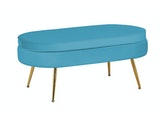SalesFever® Sitzpouf Blau oval aus Samt, Beine Chrom goldfarben Arielle 395431 Miniaturansicht - 2