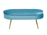 SalesFever® Sitzpouf Blau oval aus Samt, Beine Chrom goldfarben Arielle 395431 Miniaturansicht - 1