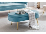 SalesFever® Sitzpouf Blau oval aus Samt, Beine Chrom goldfarben Arielle 395431 Miniaturansicht - 7