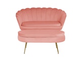 SalesFever® Sitzpouf Rose oval aus Samt, Beine Chrom goldfarben Arielle 395417 Miniaturansicht - 5