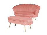 SalesFever® Sitzpouf Rose oval aus Samt, Beine Chrom goldfarben Arielle 395417 Miniaturansicht - 6