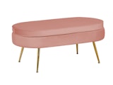 SalesFever® Sitzpouf Rose oval aus Samt, Beine Chrom goldfarben Arielle 395417 Miniaturansicht - 2