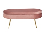 SalesFever® Sitzpouf Rose oval aus Samt, Beine Chrom goldfarben Arielle 395417 Miniaturansicht - 1