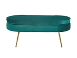 SalesFever® Sitzpouf Grün oval aus Samt, Beine Chrom goldfarben Arielle 395400 Miniaturansicht - 1