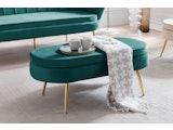 SalesFever® Sitzpouf Grün oval aus Samt, Beine Chrom goldfarben Arielle 395400 Miniaturansicht - 7