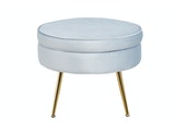 SalesFever® Sitzpouf Hellgrau rund aus Samt, Beine Chrom goldfarben Arielle 395387 Miniaturansicht - 2