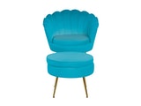 SalesFever® Sitzpouf Blau rund aus Samt Arielle 395370 Miniaturansicht - 5