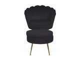 SalesFever® Sitzpouf Schwarz rund aus Samt, Beine Chrom goldfarben Arielle 395363 Miniaturansicht - 4