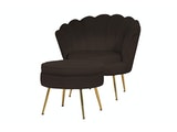 SalesFever® Sitzpouf Schwarz rund aus Samt, Beine Chrom goldfarben Arielle 395363 Miniaturansicht - 5