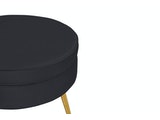 SalesFever® Sitzpouf Schwarz rund aus Samt, Beine Chrom goldfarben Arielle 395363 Miniaturansicht - 3