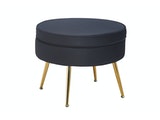 SalesFever® Sitzpouf Schwarz rund aus Samt, Beine Chrom goldfarben Arielle 395363 Miniaturansicht - 1