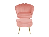 SalesFever® Sitzpouf Rose rund aus Samt, Beine Chrom goldfarben Arielle 395356 Miniaturansicht - 5
