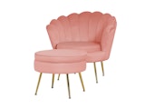 SalesFever® Sitzpouf Rose rund aus Samt, Beine Chrom goldfarben Arielle 395356 Miniaturansicht - 4