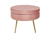 SalesFever® Sitzpouf Rose rund aus Samt, Beine Chrom goldfarben Arielle 395356 Miniaturansicht - 2