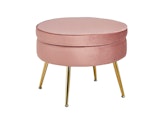 SalesFever® Sitzpouf Rose rund aus Samt, Beine Chrom goldfarben Arielle 395356 Miniaturansicht - 1