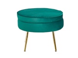 SalesFever® Sitzpouf Grün rund aus Samt, Beine Chrom goldfarben Arielle 395349 Miniaturansicht - 2