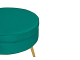 SalesFever® Sitzpouf Grün rund aus Samt, Beine Chrom goldfarben Arielle 395349 Miniaturansicht - 3