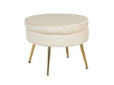 SalesFever® Sitzpouf Beige rund aus Samt, Beine Chrom goldfarben Arielle 395332 Miniaturansicht - 1